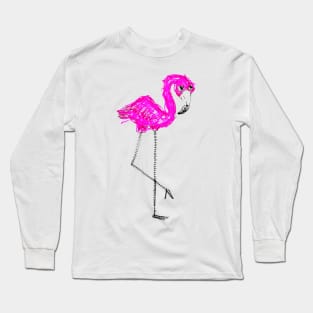 Flamingo Doodle Black Long Sleeve T-Shirt